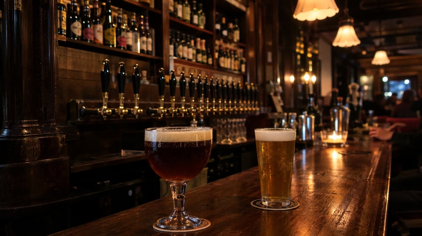 Trappistøl og pilsner på den brune bar — Carlsens Kvarter