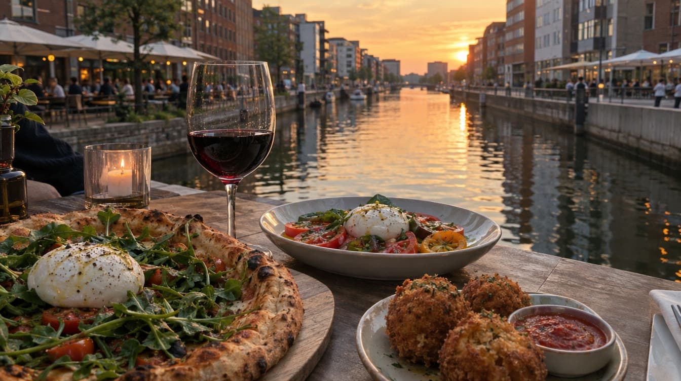 Pizza, burrata og arancini ved åen — Grappa