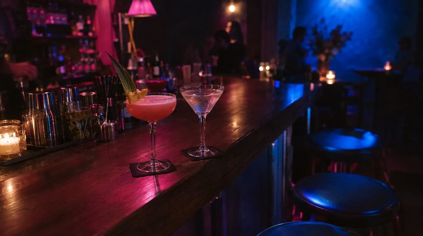 To cocktails på den lille bar ved åen — Herr Bartels