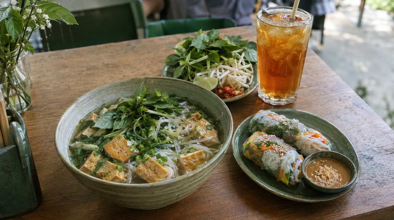 Tofu-pho og forårsruller — Moc Chay