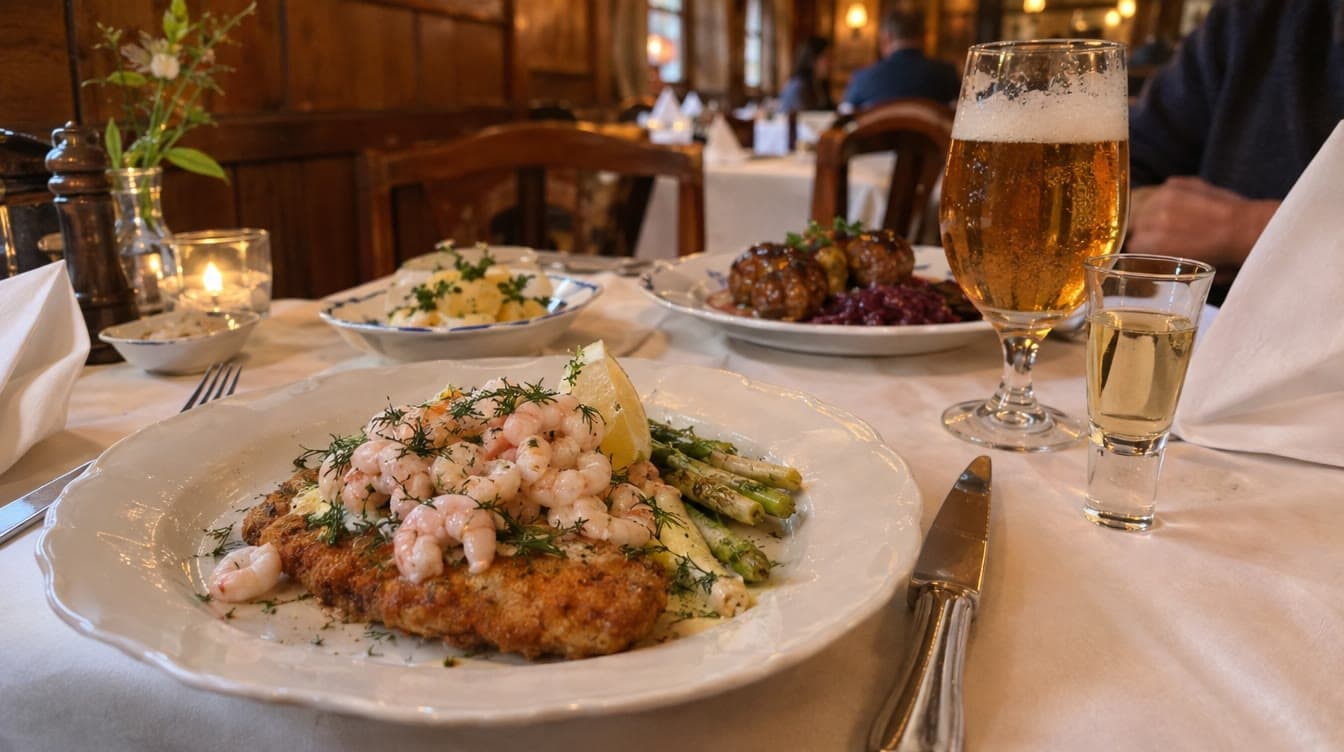 Stjerneskud og frikadeller på hvid dug — Pinden