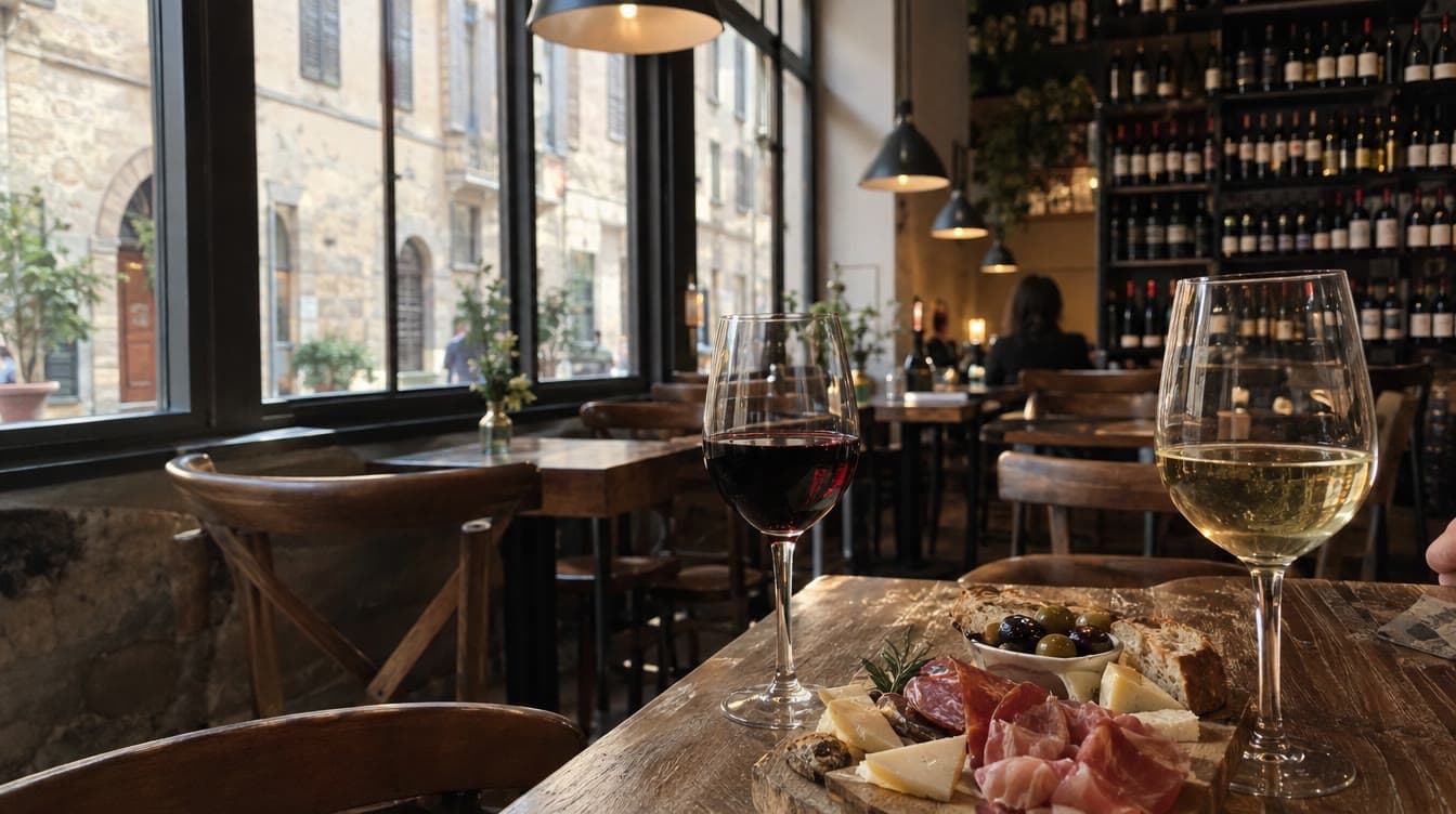 Vin og charcuteri ved vinduet mod Klostergade — S'vinbar